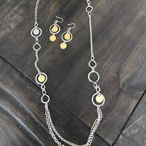 Genuine Silpada SS and Brass Necklace &.Earngs Set